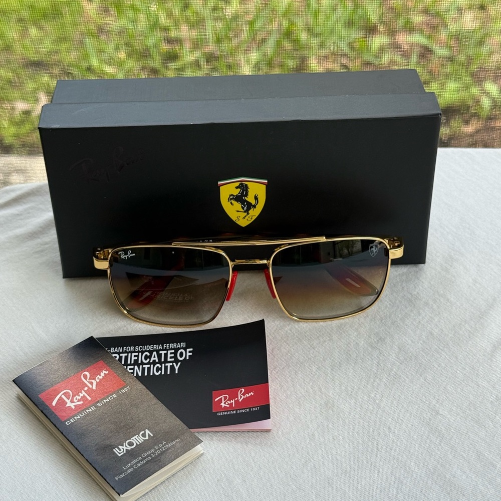 Ray-Ban Gold RB3715M Sunglasses with Brown Gradient Lenses - Picture 6 of 7